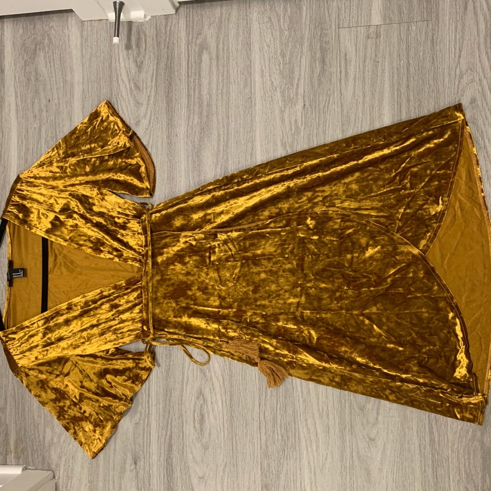 Gold yellow suede dress